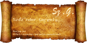 Szünder Gergely névjegykártya